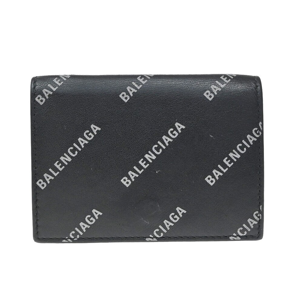 Balenciaga Logo Trifold Wallet Leather Mini